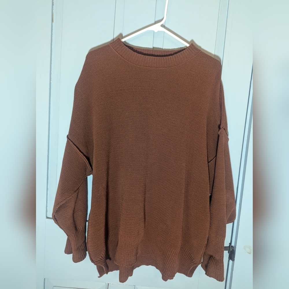 Natural Reflections sweater pullover M oversized Lagenlook bohemian Mocha